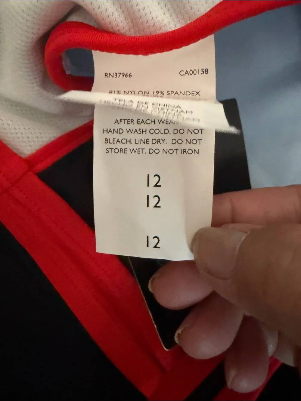 Nike Black Red White Tankini Swim Top with Yellow Swoosh New